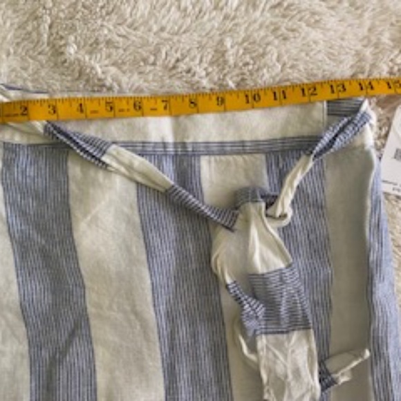 Free People Uptown Days Blue and White Striped Wrap Mini Skirt SIZE 4 - Picture 11 of 11